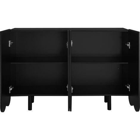 Buffet et Enfilade avec 4 Portes Sculptées Goutte et Charnières Amorties, Style Moderne, en MDF, Noir, 120×37,5×80,8 cm (1/5)