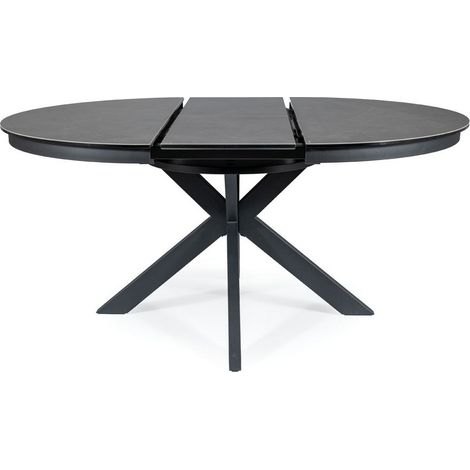 Table extensible ronde design gris foncé 120cm avec pieds noir mat Arena (1/5)