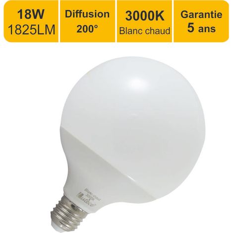 Ampoule LED E27 Globe G120 18W 1825Lm 3000K - garantie 5 ans