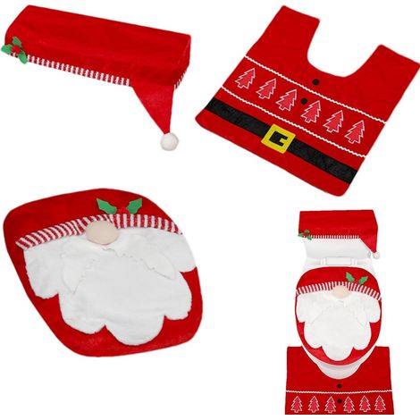 Ensemble de décoration de Noël amusant pour toilettes : housse de réservoir et couvercle d'abattant (1/5)