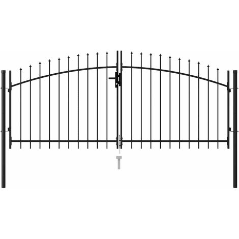 Portail de clôture Woerden à double porte avec pointes supérieures 299,5 x 174,5 cm (1/5)