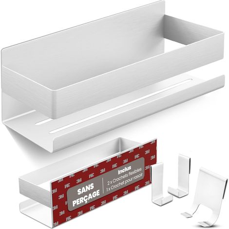 1 Etagere Douche Sans Percage, Support Gel Douche Mural, Porte-savon Baignoire, Rangement Salle de Bain (1/5)