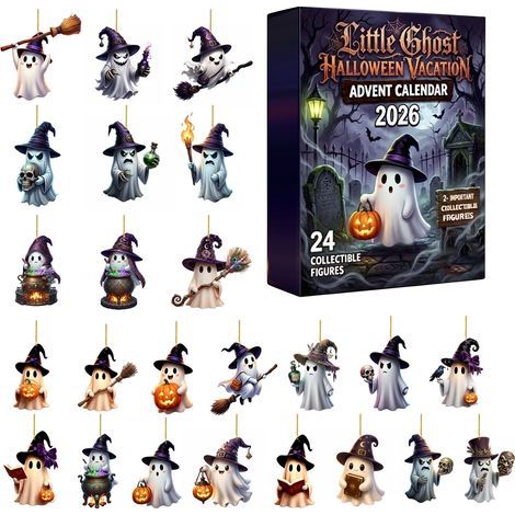 Halloween-Adventskalender – Überraschungsbox – 24-Tage-Countdown – Flacher Acryl-Anhänger – Typ B