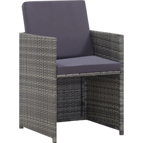 Ensemble à manger d'extérieur 5pcs Mobilier de jardin Rotin bois acacia Anthracite (1/5)