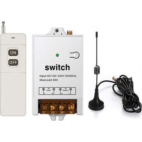 Crediri-Fernbedienungsschalter, AC 110 V/120 V/240 V/40 A, kabelloses HF-Relais, 1500 m lange Reichweite, kabelloser Fernbedienungsschalter für Hochleistungs-Wasserpumpenmotor, Beleuchtung, Elektroger (1/5)