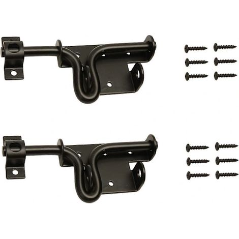 Lot de 2 verrous coulissants noirs ultra-résistants avec trous pour cadenas - Verrous en métal massif et épais pour portes et portails