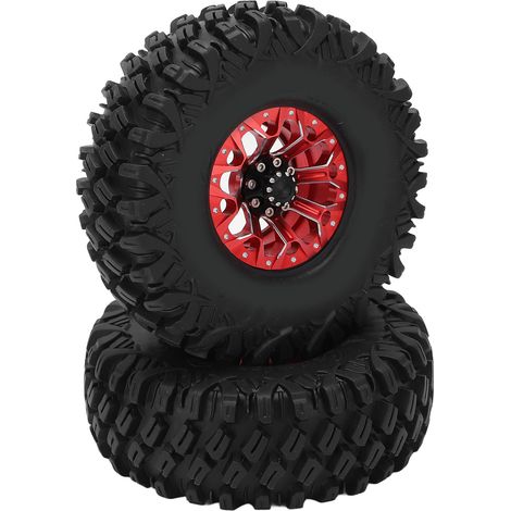 2 pneus jantes 1.9 pouces pour AXIAL SCX10 1/10, pièces de rechange voiture tout-terrain, rouge, jeu de 2. (1/5)