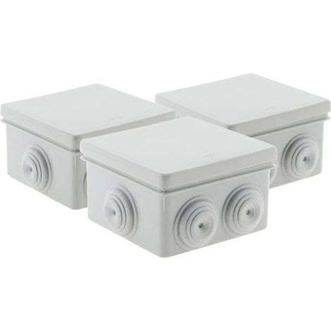 Lot de 3 coffrets hermétiques carrés 80x80x40mm - Teinte grise (1/4)