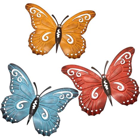 Butterfly Wall Art - Iron 3D Butterfly Sculpture - Indoor Outdoor Garden Decoration - 3 Pack (1/5)