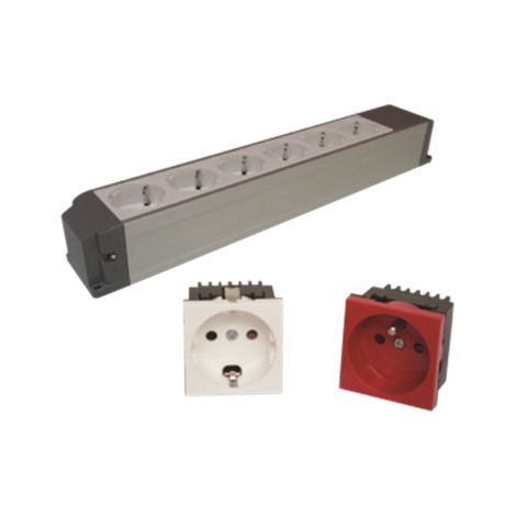 Bloc module nu en aluminium 2 prises  l55 x L195 x P50 ref: TAELEPRIMOD02