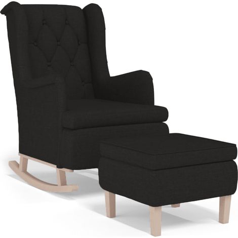 Maison Exclusive - Schaukelsessel mit Hocker Schwarz Stoff