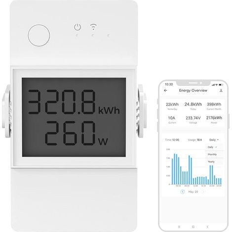 SONOFF POW Elite WiFi Connected Switch with Power Consumption Measurement, 20A/5000W High Power Wireless Switch, Wattmeter Compatible with Amazon Alexa/Google Home, LCD Screen (1/5)