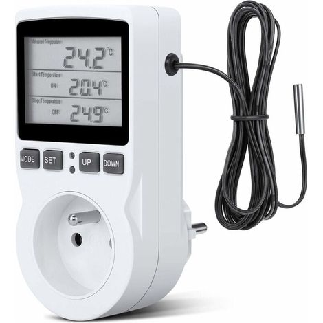 Prise Minuteur Digital, Prise Programmable Digitale avec Sonde, Minuterie Numérique Programmable, Prise Thermostat chauffage pour Serre (1/4)