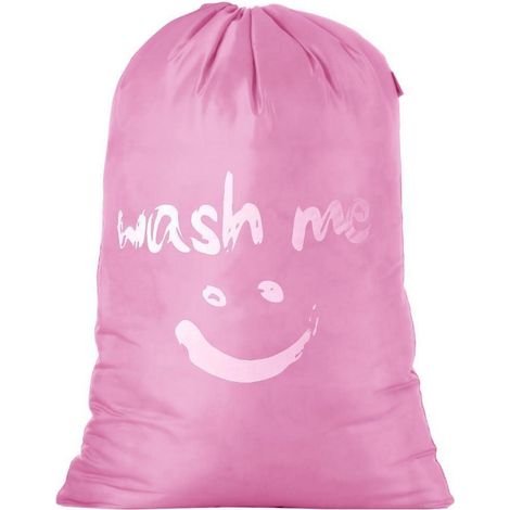 Großer Wäschesack 120L faltbar mit Smiley-Gesicht und Kordelzug, 420D Nylon, Rosa (1/5)