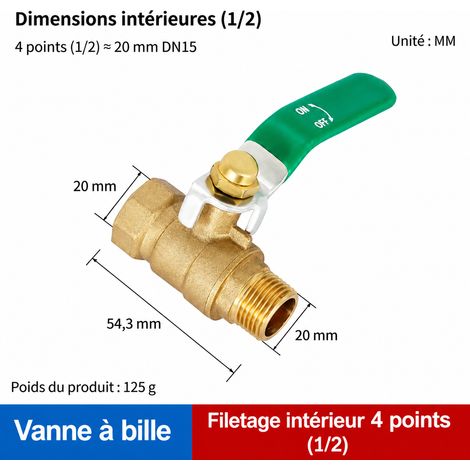 Vanne à boisseau sphérique en laiton renforcé DN15 filetage mâle-femelle 4 1.2 dn15 50 127 g – Livraison gratuite
