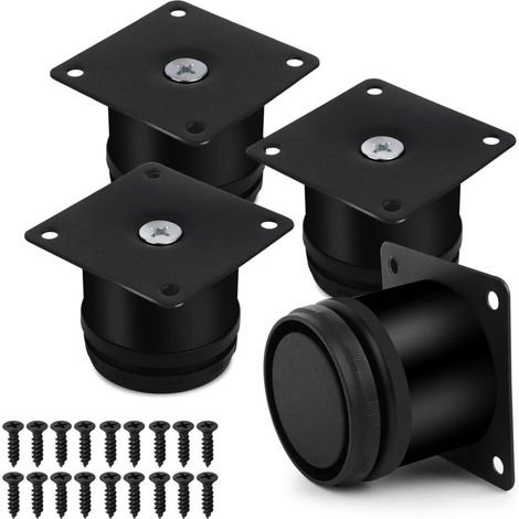 Lot de 4 Pieds de Meuble Réglables Universel Pieds de Lit Réglable 0-15 mm avec des Vis Reglable Pied de Table Acier Inoxydable Pied de Table Reglable Hauteur Métal Salle de Bain Pied Réglable (1/4)