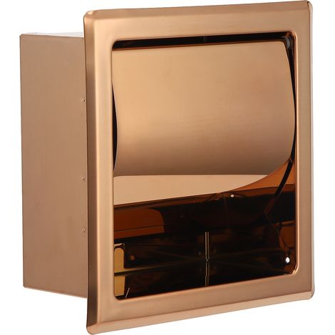 Porte Rouleau Papier Toilette Encastré en Acier Inoxydable, Distributeur Essuie-Tout, Support Papier Hygiénique pour Salle de Bains d'Hôtel, Or Rose (1/5)