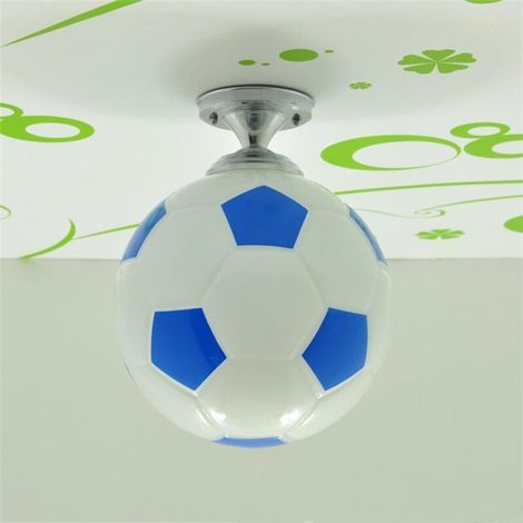 Plafonnier pour chambre d'enfant, verre bleu, motif football, lampe de plafond pour chambre d'enfant, salle de jeux, balcon, couloir, salle à manger