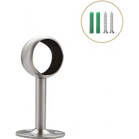 Lot de 2 supports avec tube pour penderie en acier inoxydable, Dia 32mm (1/2)