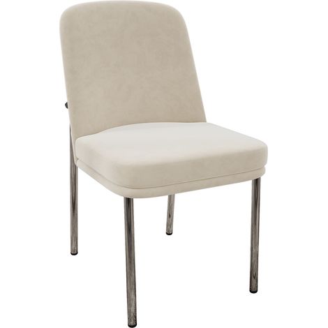 ELVMI 2er Set Esszimmerstuehle mit Sitzkissen, Metallgestell, Samt Beige (1/5)