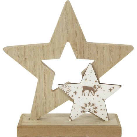 TrendLine Holzstern 15 x 5 x 15,5 cm mit Muster Figur