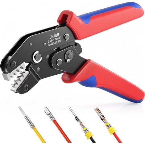 Pince a Sertir, 0.25–1.5 mm²(AWG23-16) Pince à Sertir de Connecteurs Pince à Sertir Cosses Parfaite pour Connecteurs, DuPont, AMP, Deutsch, Delphi, Molex (1/5)