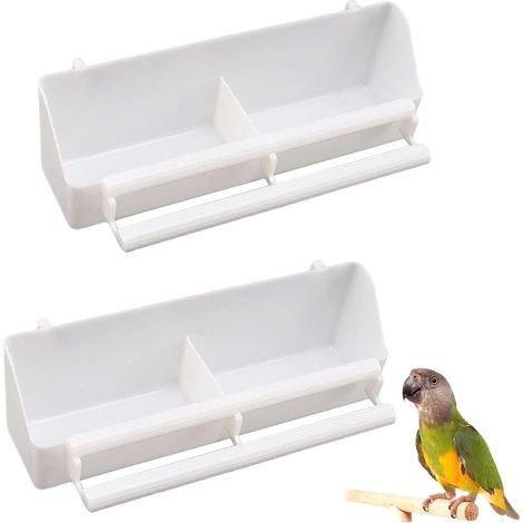 2 Pièces Bol à Mangeoire en Plastique,Mangeoire Cage Oiseaux,Bols à Oiseaux,Mangeoire à Oiseaux en Plastique,pour Animaux Domestiques, Perroquets, Calopsittes et Perruches (Blanc) (1/5)