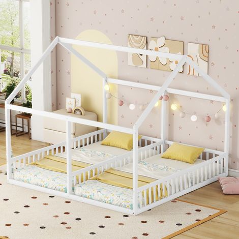 letto 90x200 casa 2 posti con sponde in legno bianco OKMYHOME (1/5)