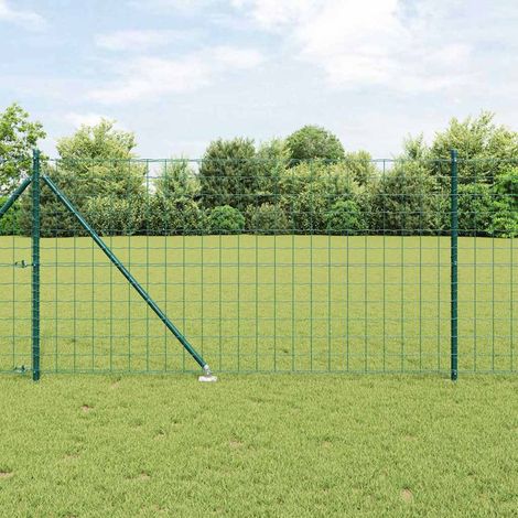 Zaun mit Pfosten Grün 1 x 25 m Stahl