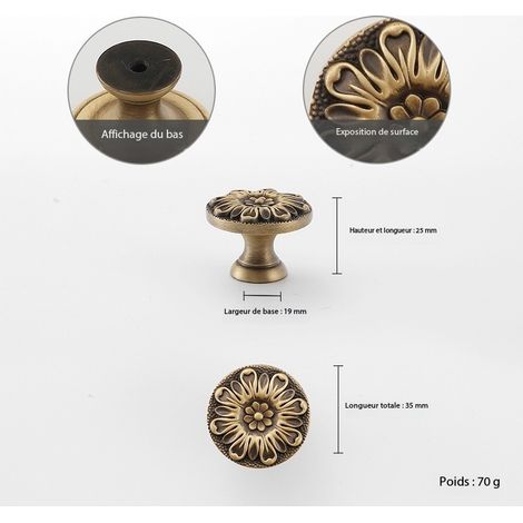 Lot de 5 boutons ronds en bronze brossé pour porte de cuisine, boutons d'armoire tendance pour bureau, meubles de maison, boutons décoratifs et tiroirs