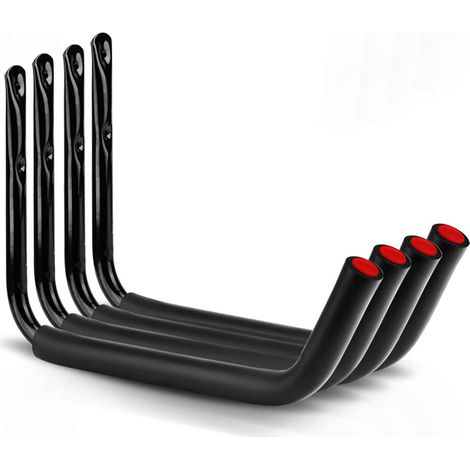 4er-Pack robuste Kajak-Aufbewahrungshaken, 38,1 cm Arm, wandmontierter Garagen-Leiterständer, maximale Tragfähigkeit 25 kg (27 cm x 38 cm)