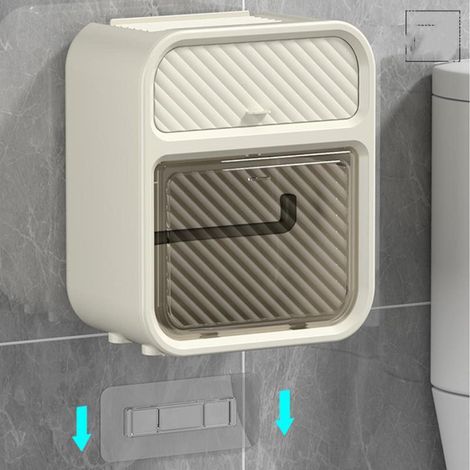 Wandmontierter Handtuchhalter ohne Bohrlöcher, Doppelablage, praktische cremefarbene Ausführung (1/5)