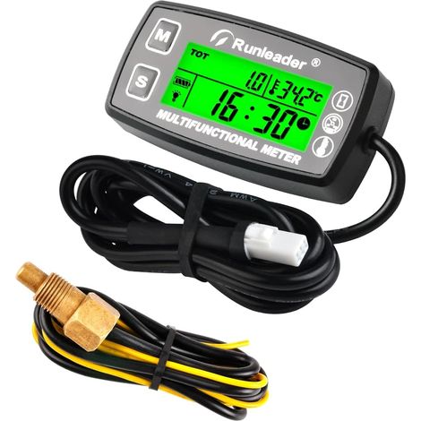 Tachymètre Compteur D'Heures Moteur Eau Huile Temp Jauge (1/5)