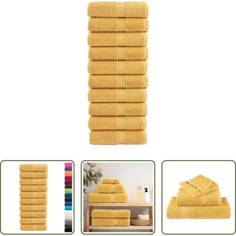 Badetuch - Premium Gästetücher SOLUND 10 Stk. Gold 30x50 cm 600 g/m² (1/5)