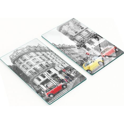 Tableros decorativos multifuncionales de vidrio con dise帽o de calle de Par铆s, 2x30x52 cm.