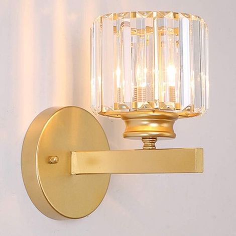 Goldene Kristall-Wandleuchte, runde Lampe, moderne dekorative Kristall-Wandleuchte, Nachttisch-Glaswandleuchte, geeignet für Wohnzimmer, Flur, Restaurant (1/4)