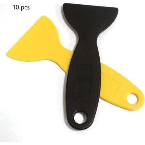 10pcs Petit grattoir pour film de téléphone portable, outil de grattoir pour film de voiture, spatule en plastique, nettoyage petit couteau à neige, petit couteau à mastic-jaune + noir