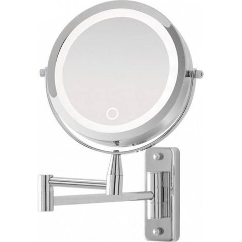 Chrom-Wandspiegel mit LED, D:17 cm – Idroclic