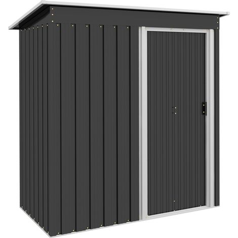 5 x 3ft Garden Storage Shed with Sliding Door and Sloped Roof Outdoor Equipment Tool, Black