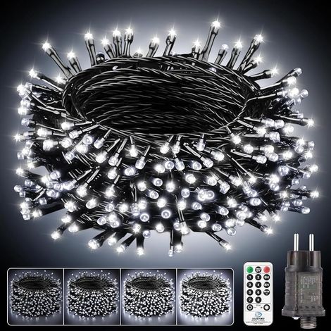 Guirlande Lumineuse Noël Extérieur - 15M 150LED Blanc Froid Prise Guirlande Lumières Étanche IP44 avec Télécommande 8 Modes Minuterie pour le Balcon Jardin Terrasse Intérieur Sapin de Noel Décoration (1/5)