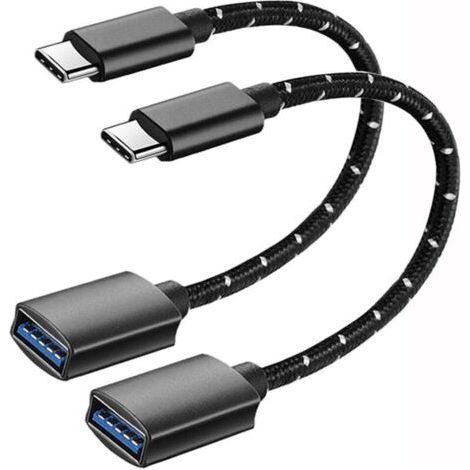 Adaptateur USB C vers USB [Lot de 2], Câble OTG USB Type C Mâle vers USB A Femelle, Compatible avec iPhone 16/15 Pro Max, iPad Pro, MacBook Pro/Air, Samsung Galaxy S24/S23/S22, Google P (1/5)