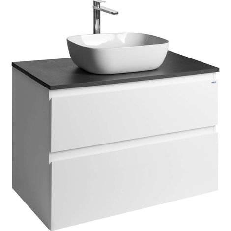 Aqualine Altair - Meuble pour lavabo 60x87x45 cm, 2 tiroirs, blanc/ardoise anthracite AI290-03