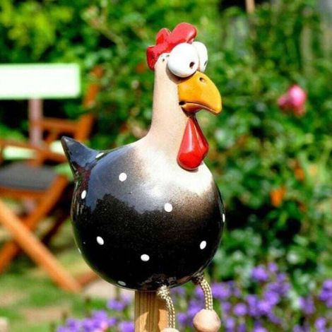 Poule Décoration Jardin, Statues de Poulet Jardin Décoration, Poulet en Résine Drôle Décoration de Jardin en Forme de Po Étiquette (1/4)