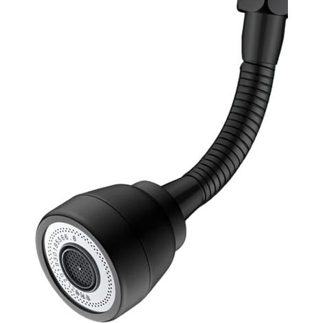 Robinet d'extension pivotant à 360°, aérateurs de robinet pivotants, douchette d'évier, adaptateur de robinet d'extension, douchette de robinet de cuisine, boîtier en laiton (noir) (1/5)