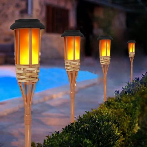 Torches solaires pour jardin IP44 étanches soixante centimètres lampes à flamme pour décoration de paysage et éclairage extérieur