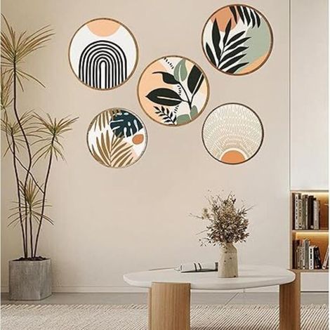 5 Pièces Décoration Murale Bohème en Bois Décoration Murale de Ferme Moderne Décoration Murale de Salon Suspendue Pour Mural Art Déco Salon Ferme Nursery
