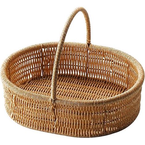 Brotkorb, Snack-Organizer, Brotkorb in Rattanoptik, dekorative Obstschalen mit Griffen für die Küchentheke (1/2)