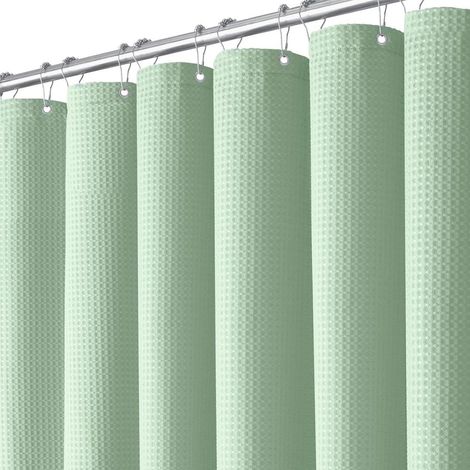 Douchegordijn - Tela De Algodón Con Textura De Waffle - Impermeable - Para Duchas Y Bañeras - 180 X 200 Cm (1/5)
