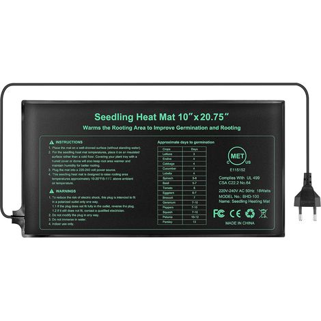 Esterilla de cultivo para plantas - Almohadilla térmica para plántulas - Bandeja para plántulas - Almohadilla térmica - 18 W - Ideal para la germinación de plantas de interior (1/5)