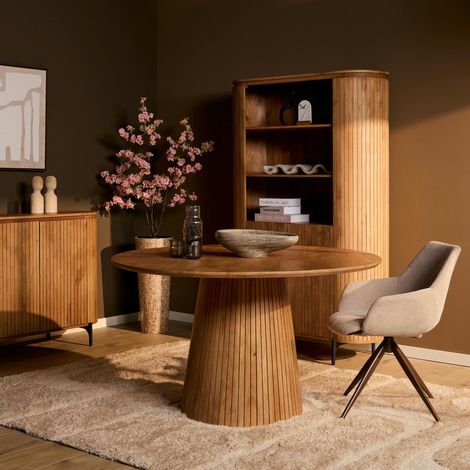 Table ronde bois à pied rainuré Ø150 cm CALERO